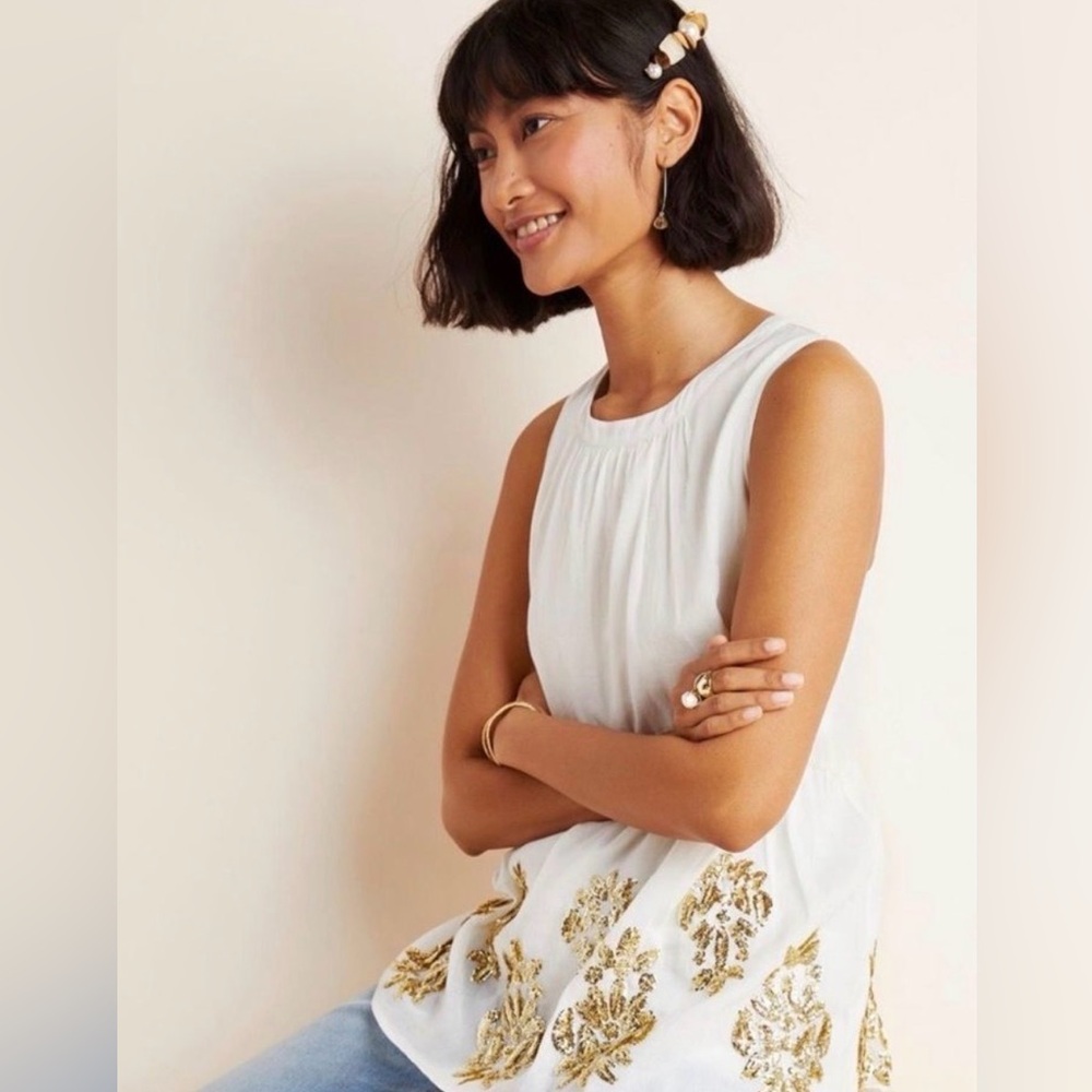 Maeve Anthropologie Sleeveless Boho sequin sparkly blouse. Size XS